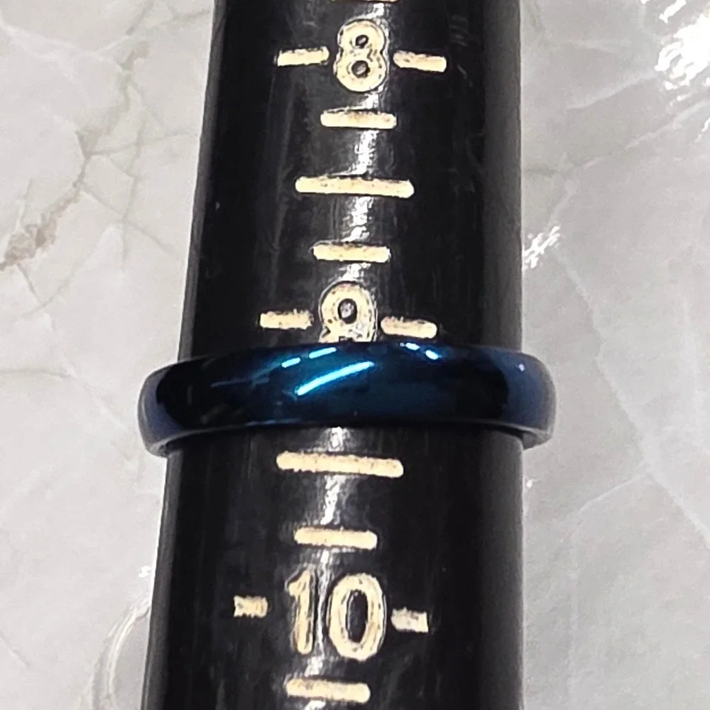 New Band Ring Size 9.25 Blue Metallic Minimalist Stackable Jewelry Wedding Thin